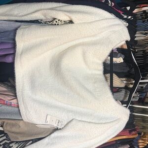 Good American Off-the-Shoulder White Sweater